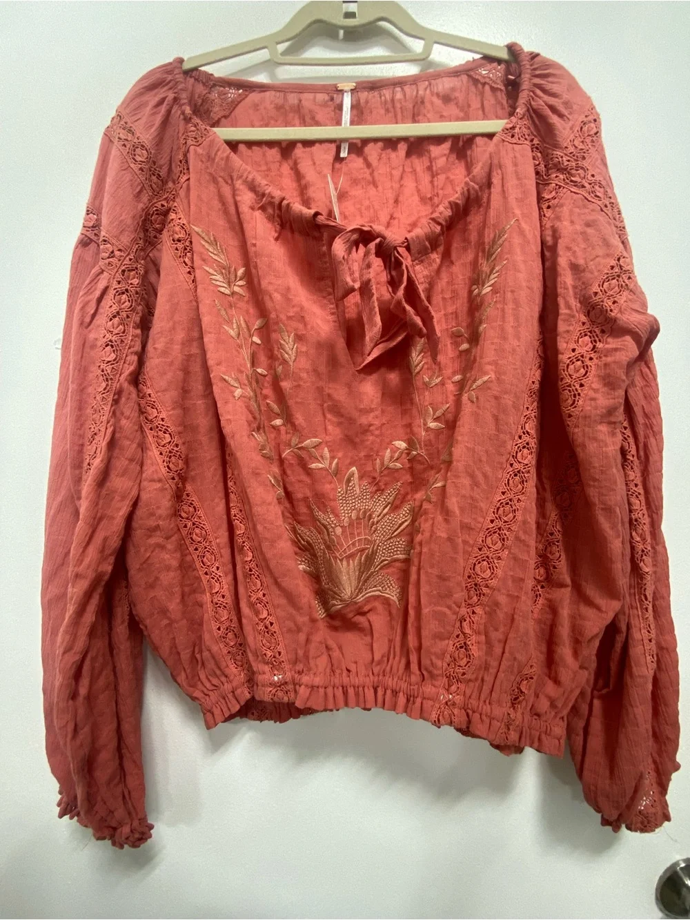 Free People Athena dusty  Rose Embroidered top